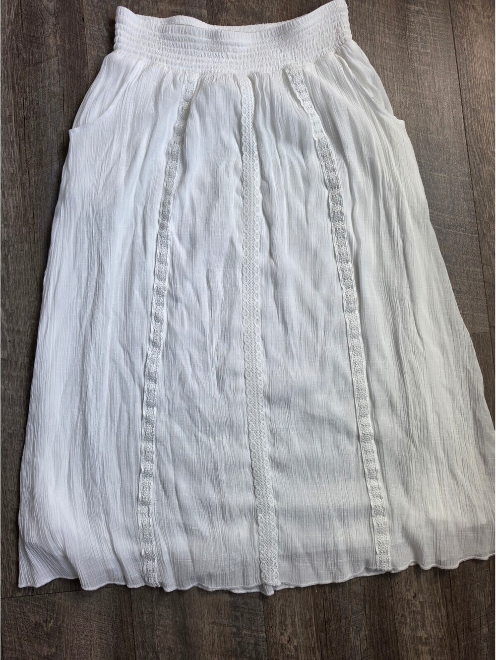 Kings Road White Midi Skirt with Lace Detail XL